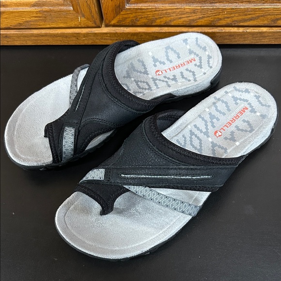 Merrell Black and Silver Slide Sandals - Picture 1 of 14